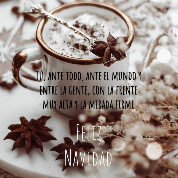 Tú, ante todo, ante el mundo y entre la gente, con la frente muy alta y la mirada firme. Feliz Navidad.