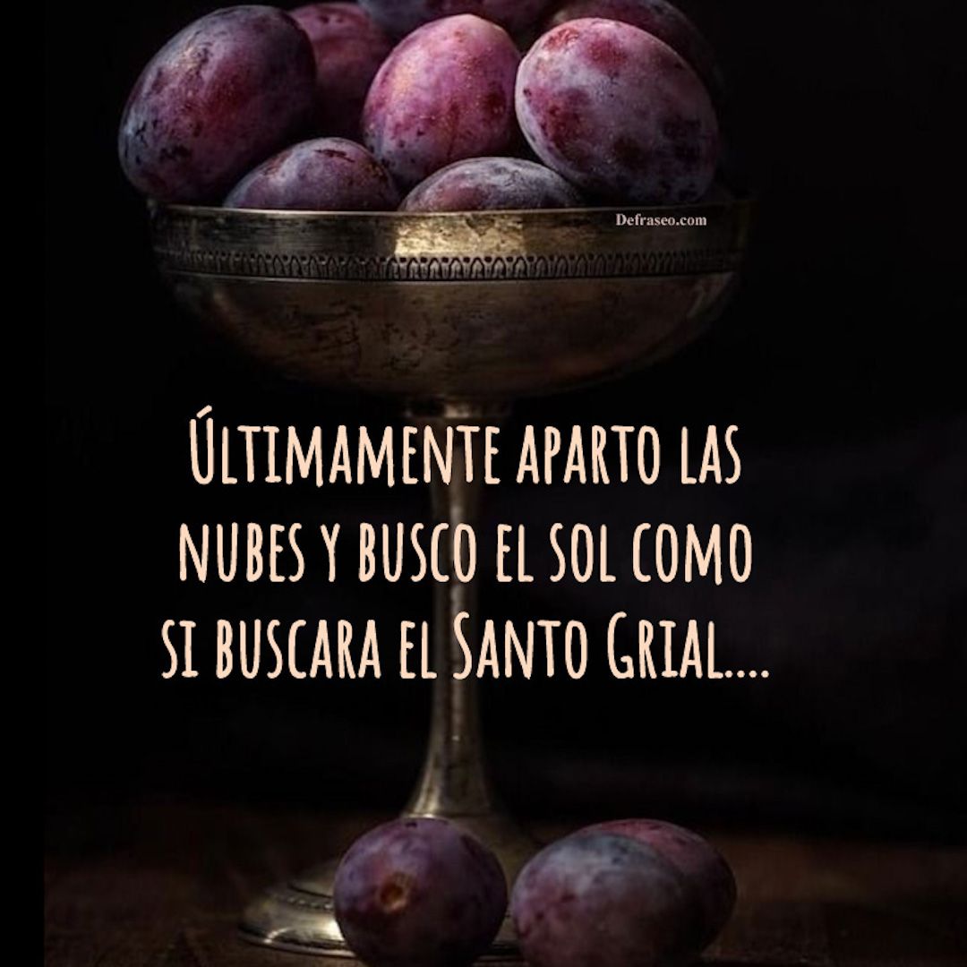 Últimamente aparto las nubes y busco el sol como si buscara el Santo Grial...